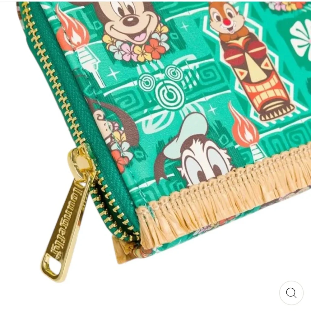 LOUNGEFLY DISNEY MICKEY AND FRIENDS TIKI AOP Mini Backpack and Wallet Bundle